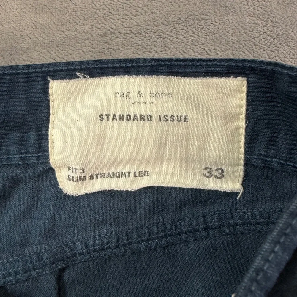 Rag & Bone Standard Issue Fit 3 Slim Straight Pants Men's 33x30 Blue Corduroy